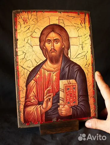 Икона "Христос Вседержитель" + подставка — оригинальный подарок