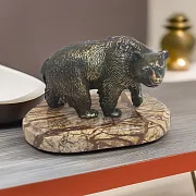 Статуэтка «Медведь таежный» из бронзы с мрамором — необычный подарок — фотография 1