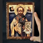 В подарок: Икона. Св. Николай Чудотворец. Дерев — фотография 1