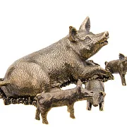 Скульптура «Свинья с поросятами» из бронзы — красивый подарок — фотография 3