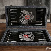 Нарды под стеклом «Герб России» — необычный подарок — фотография 1