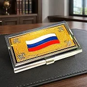 Визитница «Флаг» с эмалью. Златоуст — оригинальный подарок — фотография 1