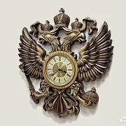 В подарок: Часы с гербом РФ, резные из массива ясеня — фотография 6