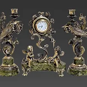 Каминные часы «Колибри» из креноида с канделябрами — оригинальный подарок — фотография 2