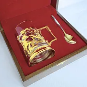 Подарочный латунный подстаканник «Рыцари» — фотография 4